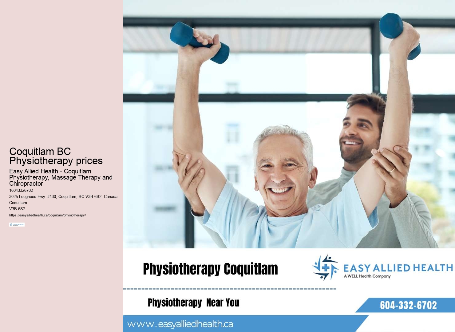 Coquitlam Physiotherapy pricing guide
