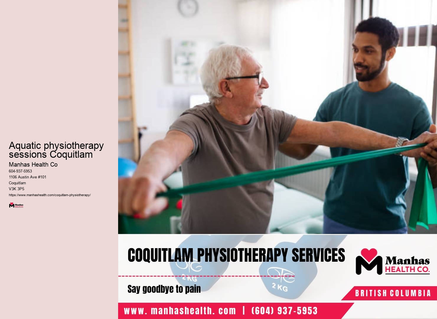 Aquatic physiotherapy sessions Coquitlam physiotherapy for knee pain