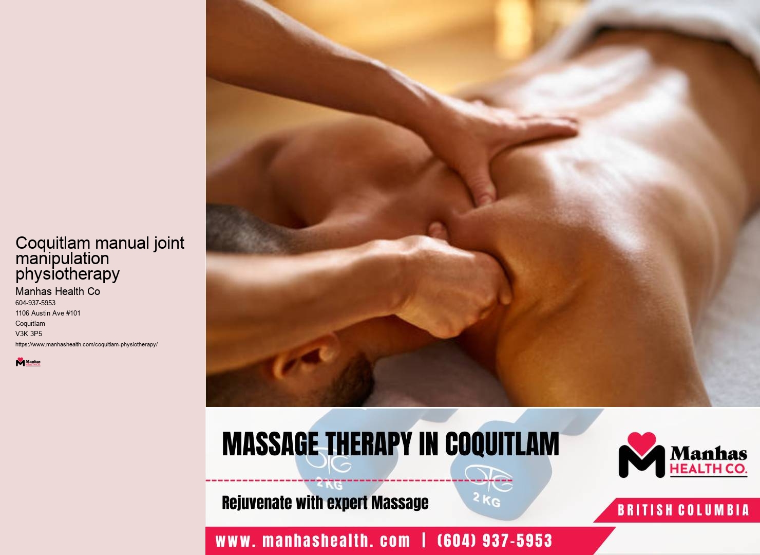Therapeutic exercise sessions Coquitlam manual joint manipulation physiotherapy