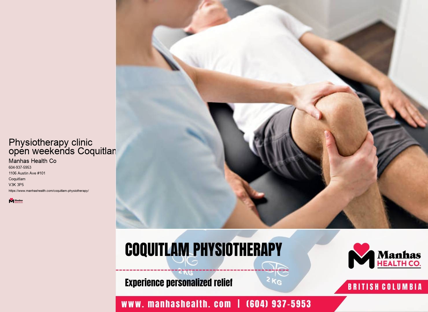 Physiotherapy for athletes Physiotherapy clinic open weekends Coquitlam