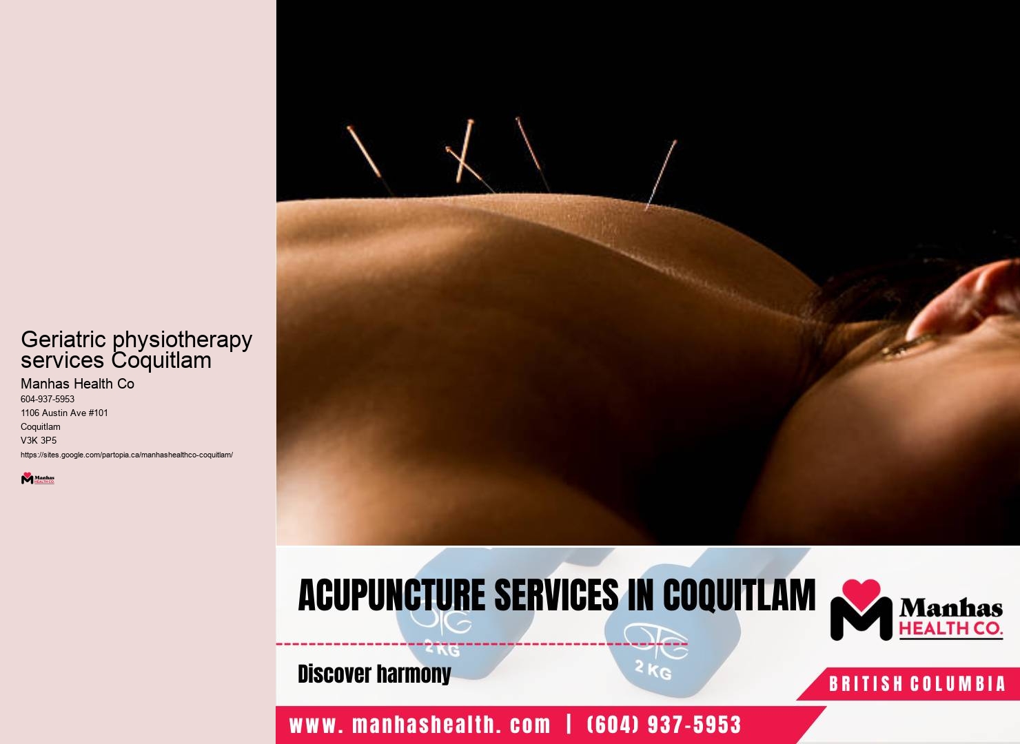 Geriatric physiotherapy services Coquitlam manual joint manipulation physiotherapy