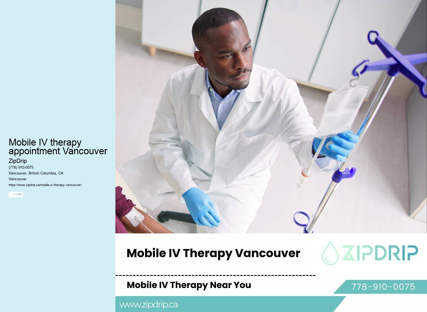Mobile vitamin therapy at home Mobile IV therapy appointment Vancouver